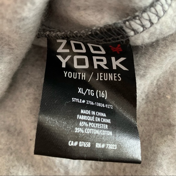 Zoo York, Grey Hoodie with Pink Chenille Appliqué Logo, size 16 girls - Picture 8 of 9